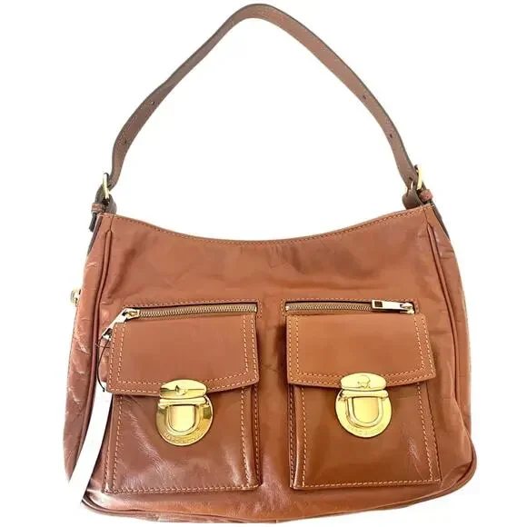 NWT Marc Jacobs Lisa Leather Shoulder Hobo Bag Multi Pockets Brown Y2K Vintage - Picture 1 of 9